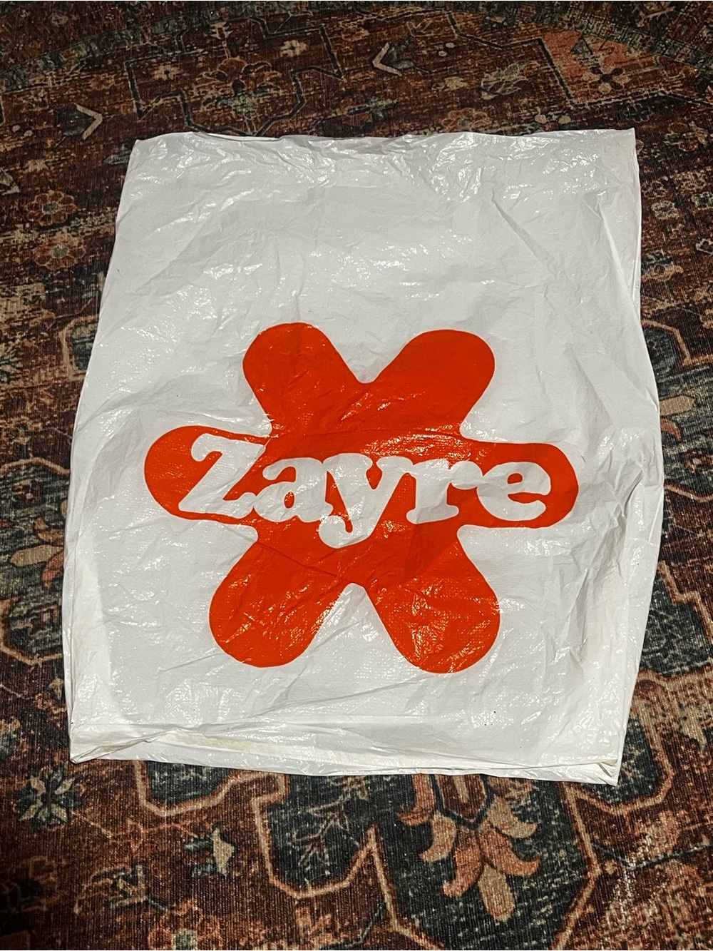 Zayre Vintage Logo Plastic Bag - White & Orange 20x16